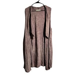 Magnolia South Purple Tie Dye Duster Vest Cardigan Open Front Sleeveless Size L